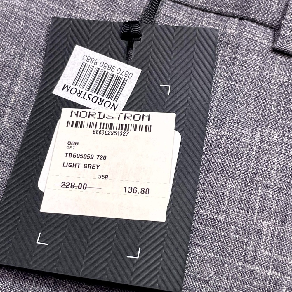 Ted Baker Jem Textured Dress Pants Mens 35 Light Gray Wool Stretch TB605059 - Picture 6 of 15